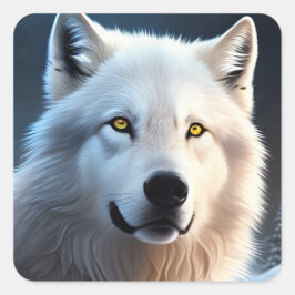 Adesivo Quadrado Maiestoso White Artic Wolf Art