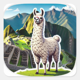Adesivo Quadrado Maiestoso White Llama Retrato