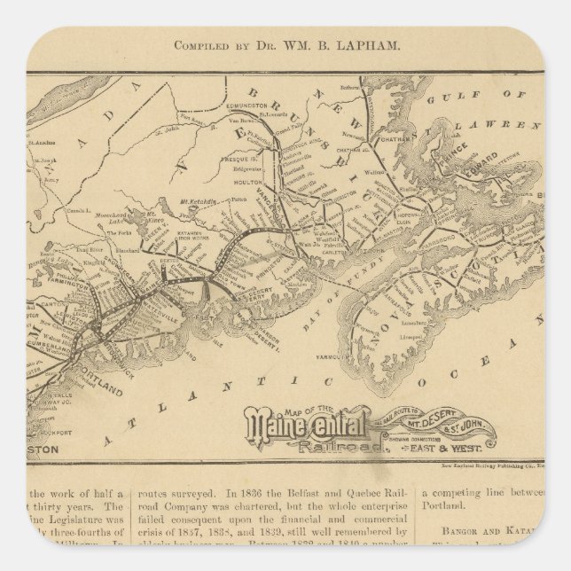 Adesivo Quadrado Maine Central Railroad (Frente)