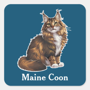 Adesivo Quadrado Maine Coon