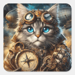 Adesivo Quadrado Maine Coon no Space Sticker