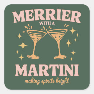 Adesivo Quadrado Mais alegre com um Coquetel de Natal Martini Festa