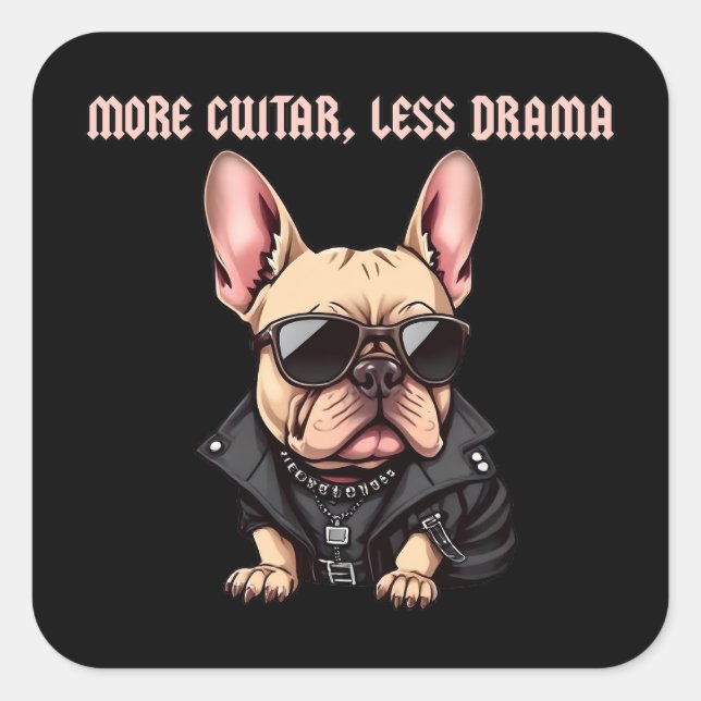 Adesivo Quadrado Mais guitarra, menos drama (Frente)