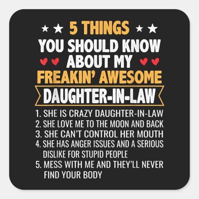 Adesivo Quadrado Mais Longe E Mãe De Direito Da Filha De Direito (Frente)