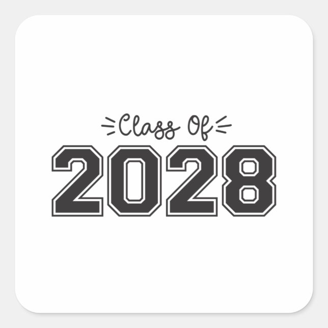 Adesivo Quadrado mais velho 2028, Classe de Graduação 2028 (Frente)
