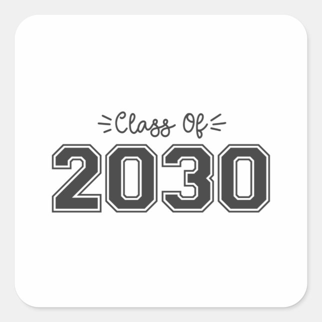 Adesivo Quadrado mais velho 2030, Classe de Graduação 2030 (Frente)