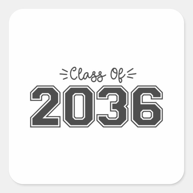 Adesivo Quadrado mais velho 2036, Classe de Graduação 2036 (Frente)