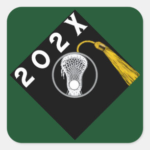 Adesivo Quadrado Mais velho Verde da Equipe de Lacrosse, Vinheta No