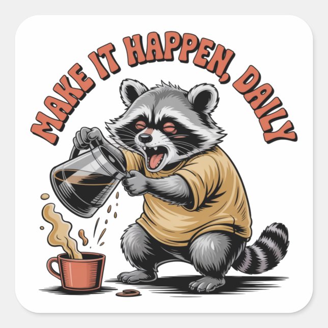 Adesivo Quadrado Make It Happen, Daily (Frente)