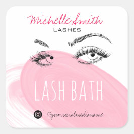 Adesivo Quadrado Makeup Artist Lashes Brota Lash Bath Preto Rosa