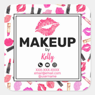 Adesivo Quadrado Makeup Artist Personalizado Informações de Contato