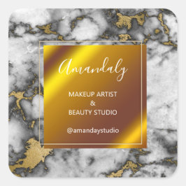 Adesivo Quadrado Makeup Beauty Compra Frame Dourado Marble