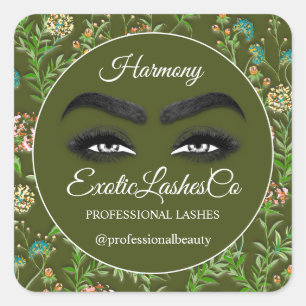 Adesivo Quadrado Makeup Eyelash SPA Cleaner Floral Mint Greenery