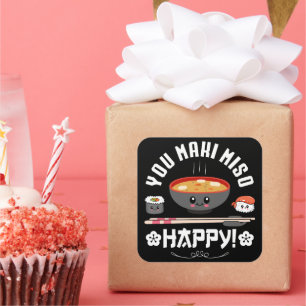 Adesivo Quadrado Maki Miso Happy - Noodles Japoneses Cute Kawaii