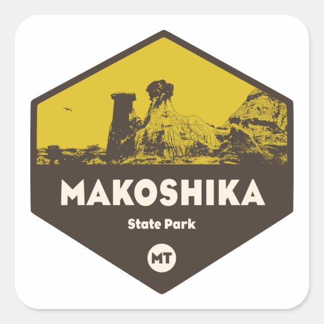Adesivo Quadrado Makoshika State Park, Montana (Frente)