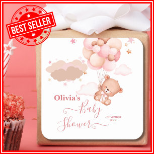 Adesivo Quadrado Mal Podemos Esperar Churrinho de Bebê Menina Rosa