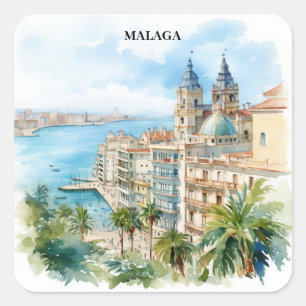 Adesivo Quadrado Málaga Andaluzia Espanha Viagem