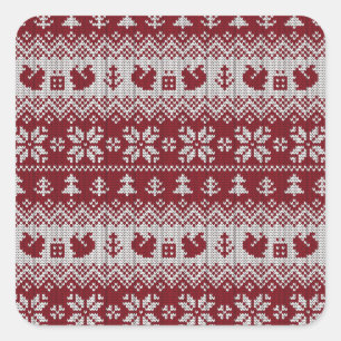 Adesivo Quadrado Maldito, Natal, esquilos, padrão de colheita.