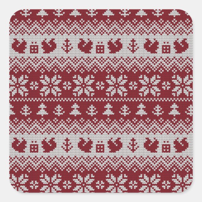 Adesivo Quadrado Maldito, Natal, esquilos, padrão de colheita. (Frente)