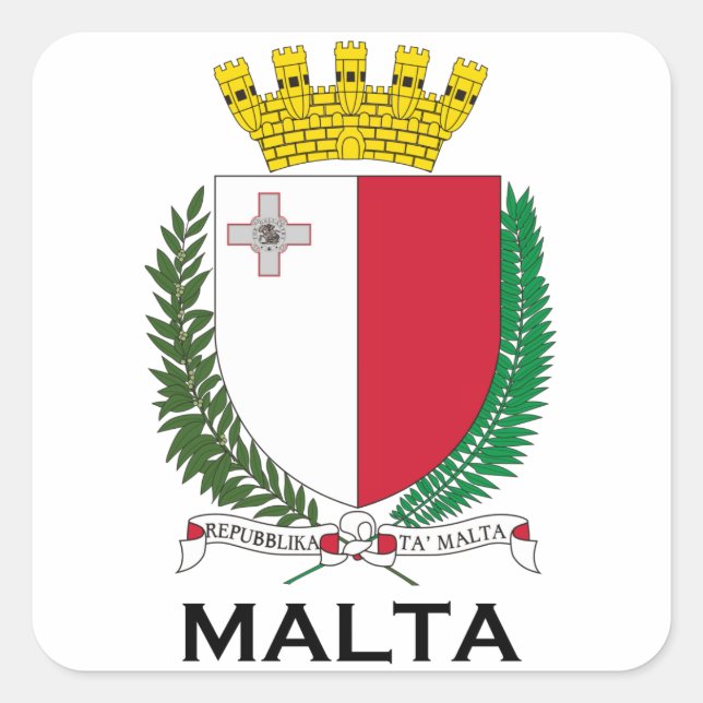 Adesivo Quadrado MALTA - emblema/casaco de armas/símbolo/bandeira (Frente)
