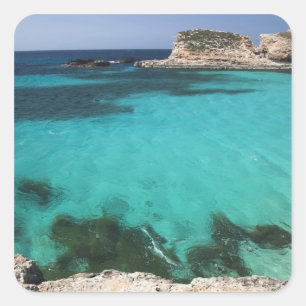 Adesivo Quadrado Malta, Ilha Comino, A Lagoa Azul