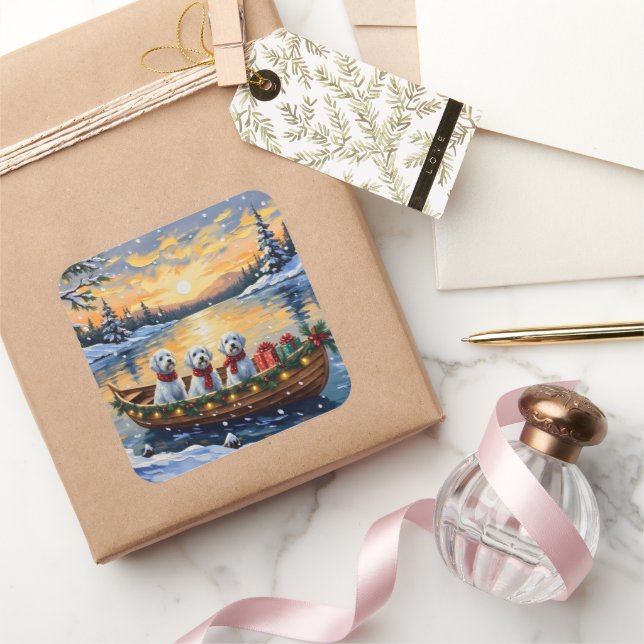 Adesivo Quadrado Maltese Christmas Boat Holiday (Presentear)