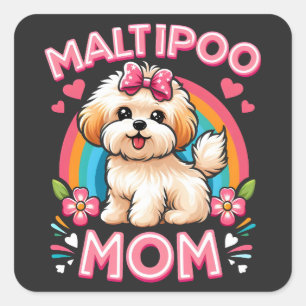 Adesivo Quadrado Maltipoo Dog Mãe Para A Mãe Do Cachorro Maltipoo