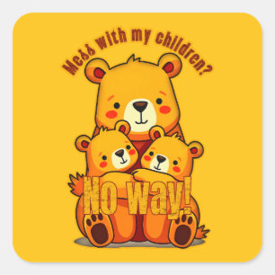 Adesivo Quadrado Mama Bear with My Cubs – Cute Family Bear Art