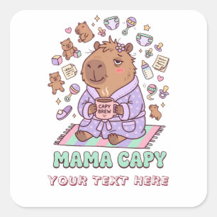 Adesivo Quadrado Mamãe Engraçada Capivara Presente do Dia das Mães 