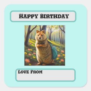 Adesivo Quadrado Mamãe Meerkat Birthday Comprando, Aniversário