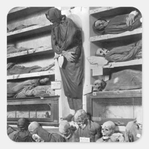 Adesivo Quadrado Mamãs nos catacombs de Palermo, Italia