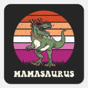 Adesivo Quadrado Mamasauro Engraçado Dinossauro Lésbica Bandeira Su