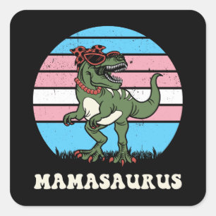 Adesivo Quadrado Mamasauro Engraçado Dinossauro sobre Bandeira Tran