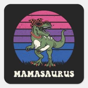 Adesivo Quadrado Mamasaurus Engraçado Dinossauro da Bandeira Bissex