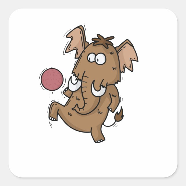 Adesivo Quadrado Mammut Spielt Fußball (Frente)