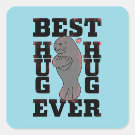Adesivo Quadrado Manateio - Melhor Hug Nunca - Hug - Design ASL