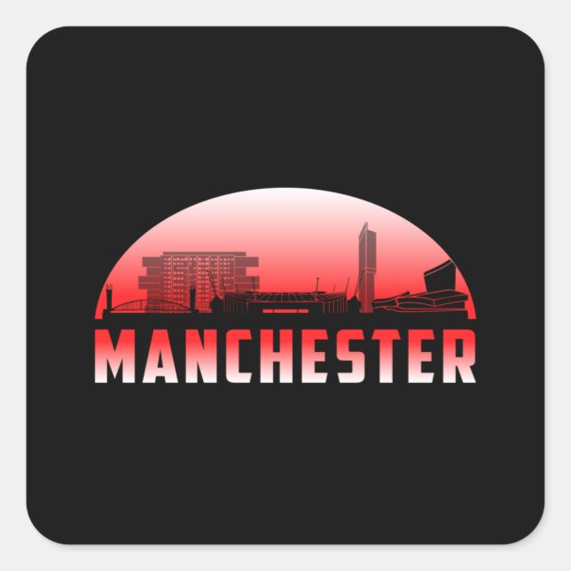 Adesivo Quadrado Manchester City Cityscape Skyline Funny Idea (Frente)