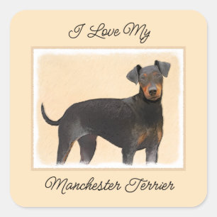 Adesivo Quadrado Manchester Terrier Pintura Original