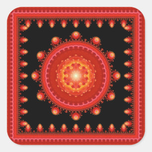Adesivo Quadrado Mandala brilhante vermelha