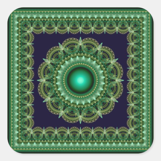 Adesivo Quadrado Mandala de estrela do ornamentado frágil (Frente)