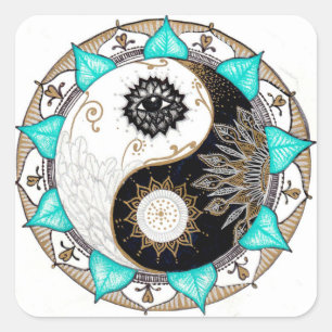 Adesivo Quadrado Mandala de Yin Yang