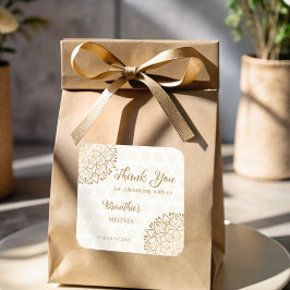 Adesivo Quadrado Mandala do ouro Mehndi personalizado