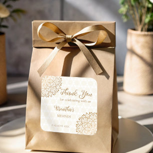 Adesivo Quadrado Mandala do ouro Mehndi personalizado