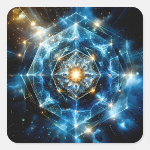 Adesivo Quadrado Mandala Estrela Universo Geométrico Cósmico Abstra