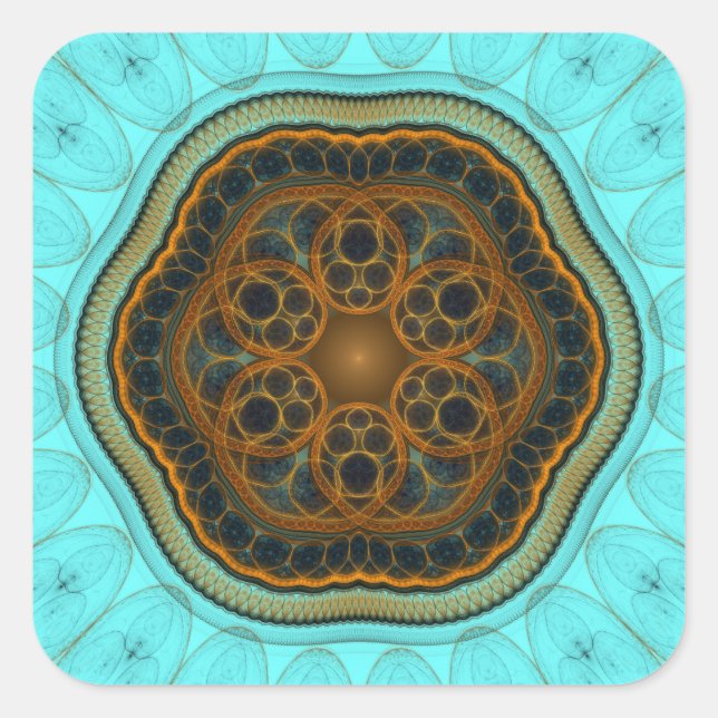 Adesivo Quadrado Mandala fractal harmônica (Frente)