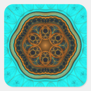 Adesivo Quadrado Mandala fractal harmônica