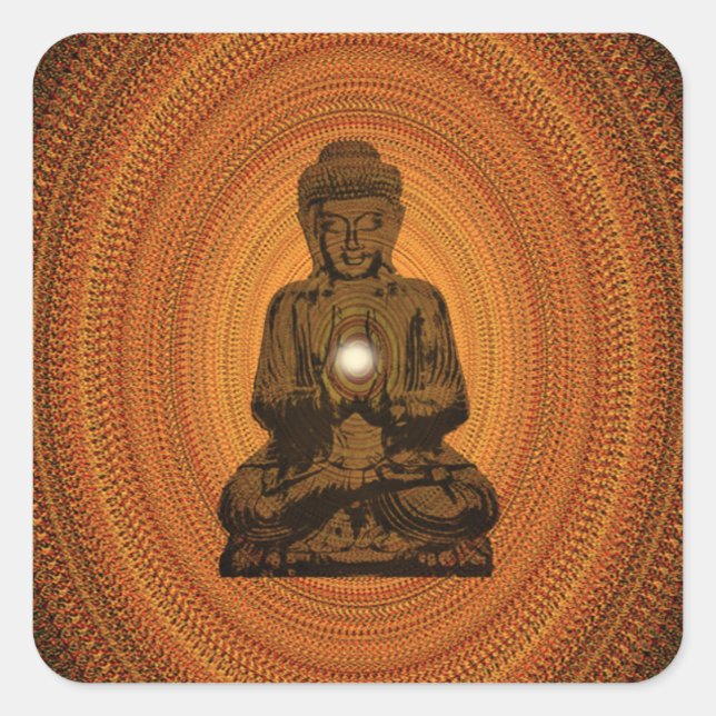 Adesivo Quadrado Mandala laranja para Buda (Frente)