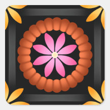 Mandalala de flor festiva laranja preta rosa