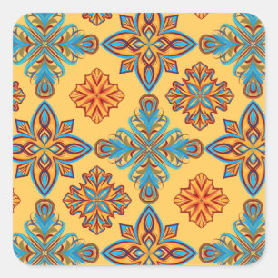 Adesivo Quadrado Mandalas em amarelo âmbar