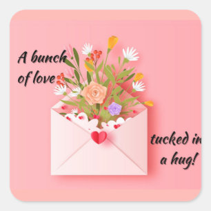 Adesivo Quadrado Mande amor e abraço!